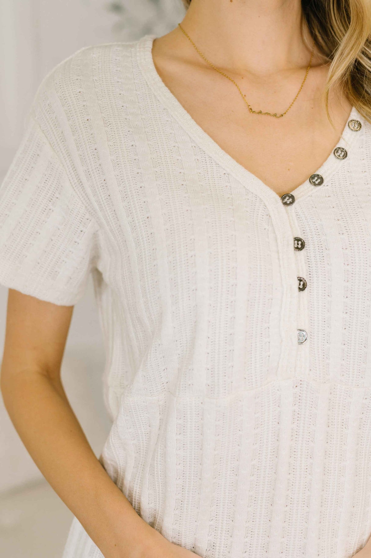 We Should Be Together V-Neck Textured Top