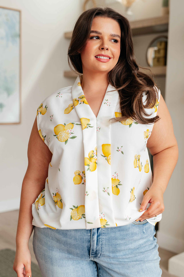 When Life Gives You Lemons Sleeveless Blouse - Liarian Unlimited Boutique