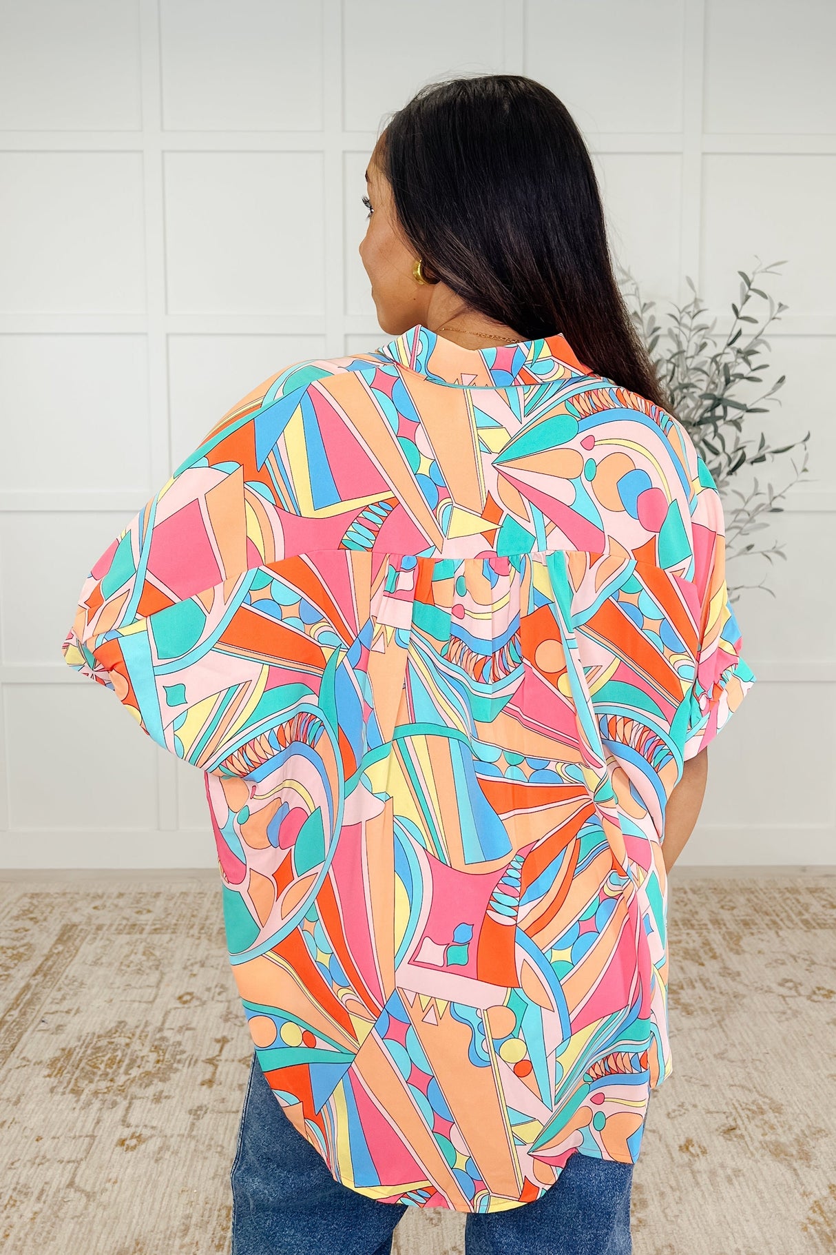 Blusa de murciélago con estampado abstracto de ojos abiertos