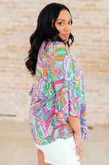 Blusa Willow con mangas acampanadas en cachemir lavanda y menta