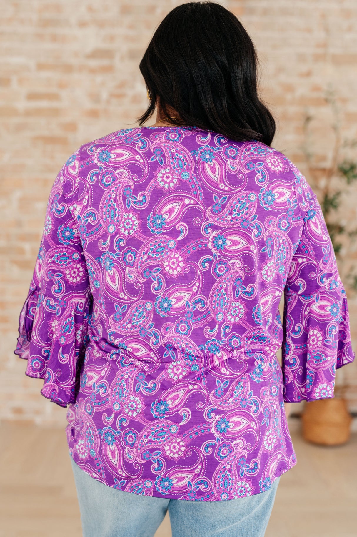 Blusa Willow con mangas acampanadas en cachemir lavanda