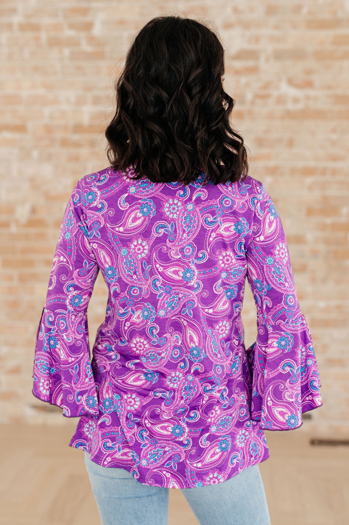 Blusa Willow con mangas acampanadas en cachemir lavanda