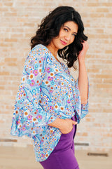 Blusa Willow con mangas acampanadas y estampado floral retro