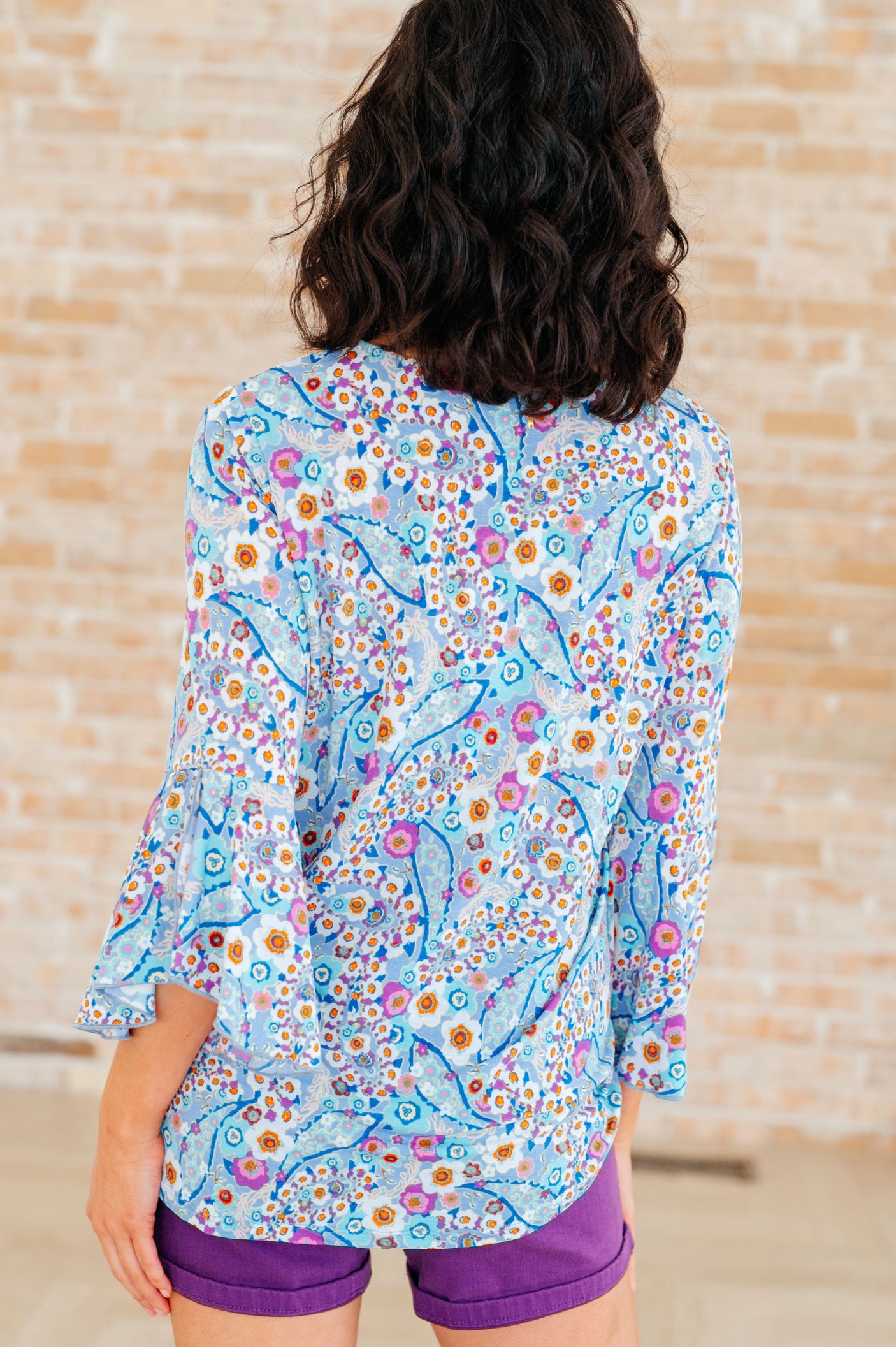 Blusa Willow con mangas acampanadas y estampado floral retro