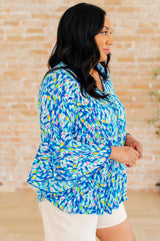 Willow Bell Sleeve Top in Royal Brushed Multi - Liarian Unlimited Boutique