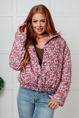 Chaqueta acolchada con estampado floral Wish Me Well en crema multi