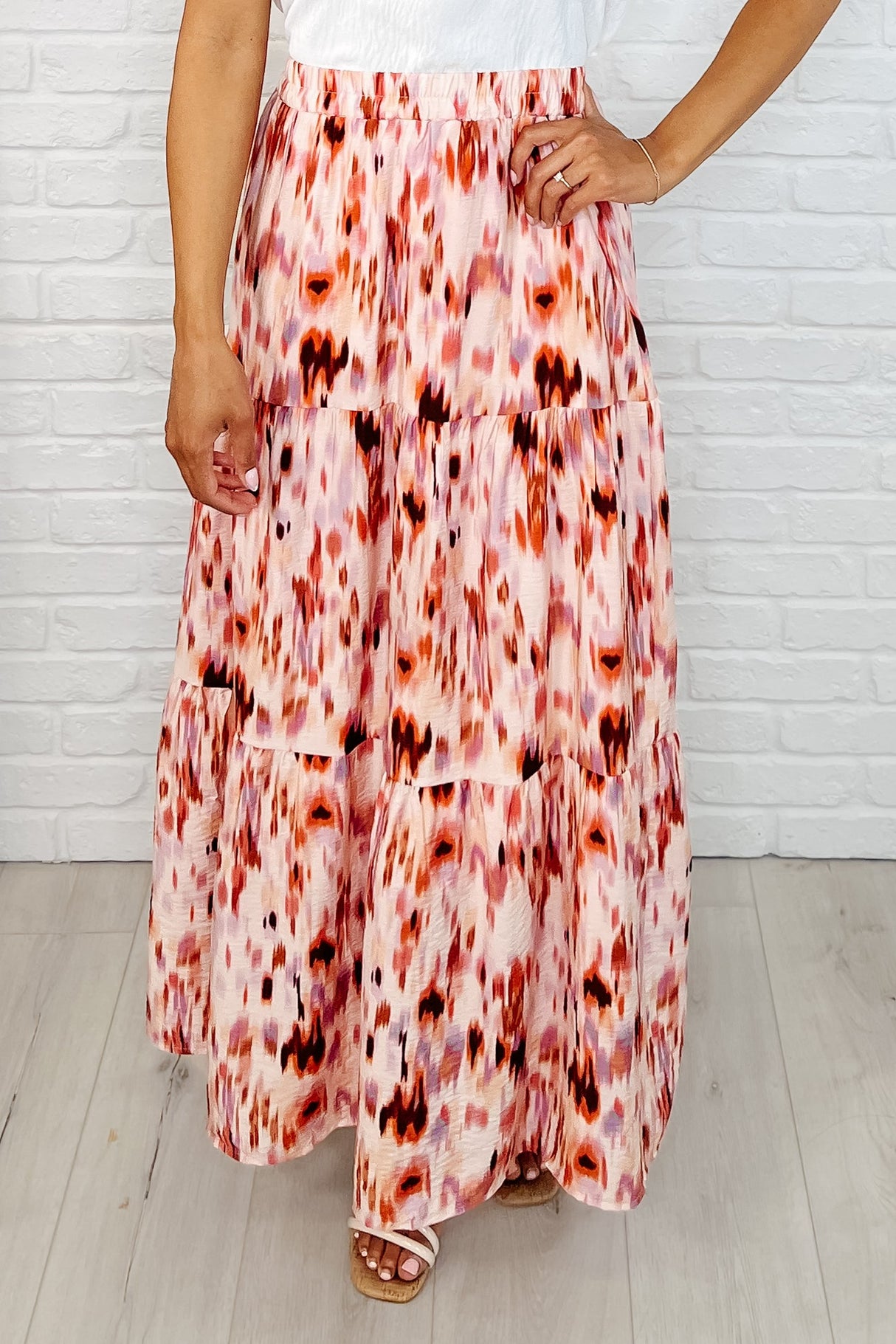 Falda larga con estampado de acuarela "Words Fail Me"