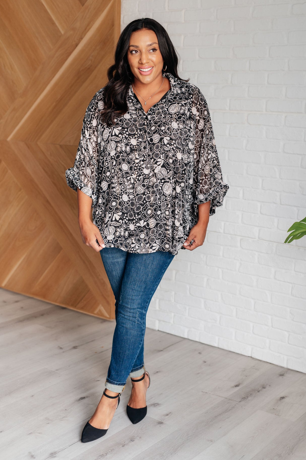 Blusa floral para trabajar todo el día