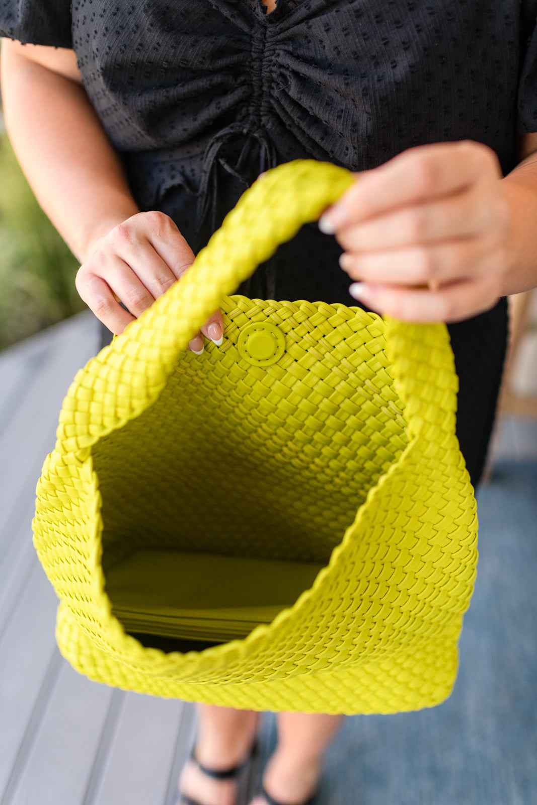 Woven and Worn Tote in Citron - Liarian Unlimited Boutique