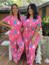 Conjunto de pijama de árboles rosas