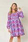 Double Take Full Size Printed Long Sleeve Dress