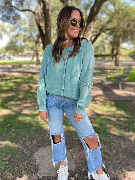 Best Selling Elliott Exposed Seam Sweatshirt in Five Colors - Liarian Unlimited Boutique