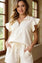 Double Take Full Size Texture Flounce Sleeve Top and Drawstring Shorts Set