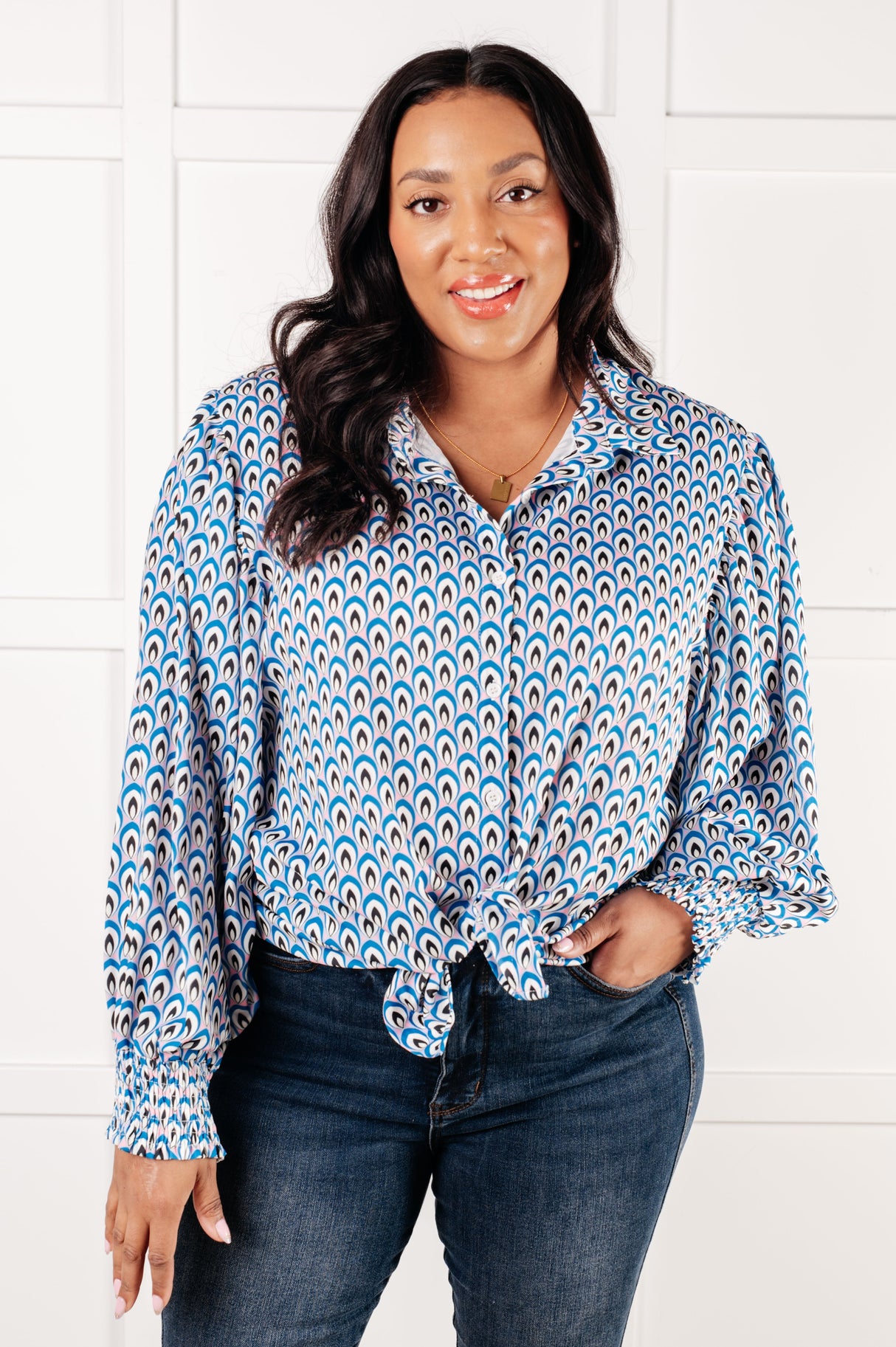 Camisa abotonada con estampado "Skies Above"
