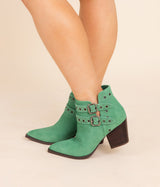 Botín de piel Elsa en color verde azulado