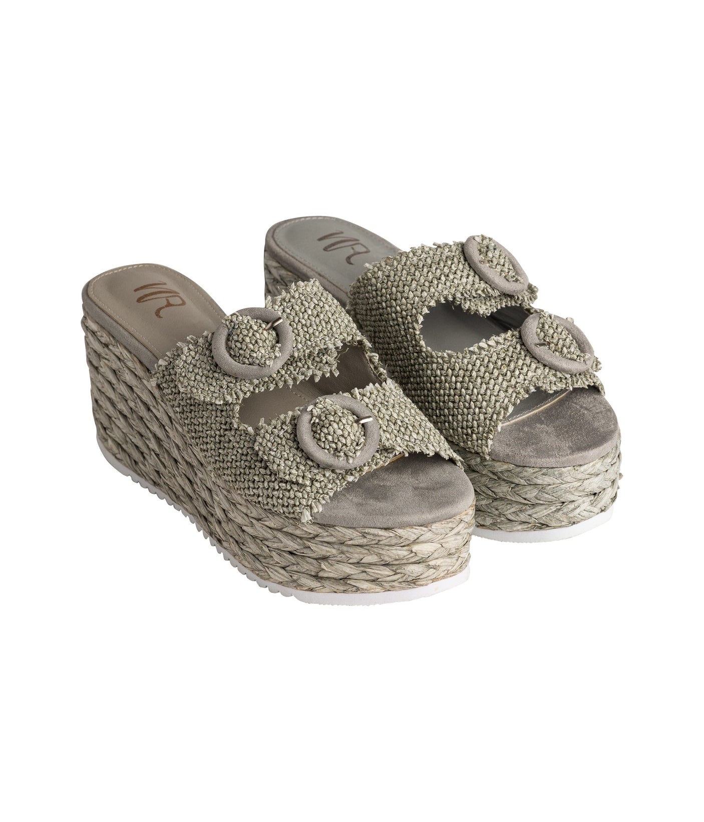 Cuña con hebilla Eriwen en color verde azulado