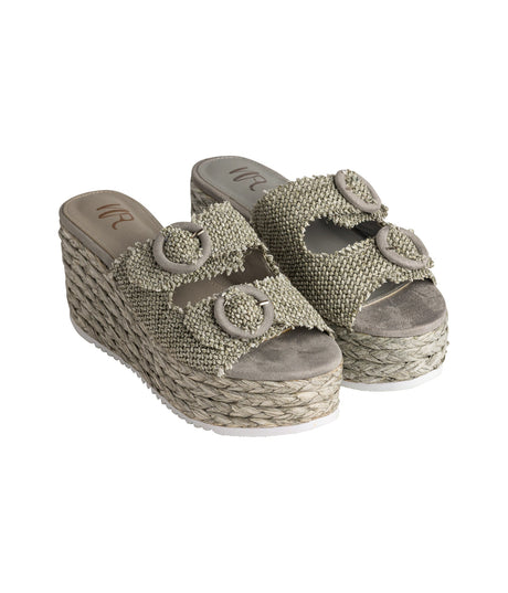 Cuña con hebilla Eriwen en color verde azulado