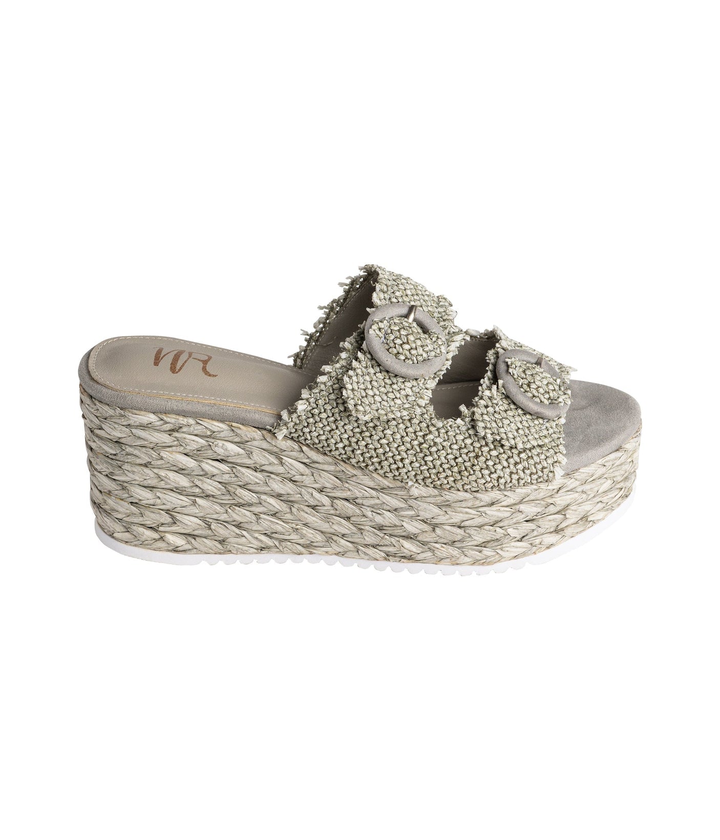 Cuña con hebilla Eriwen en color verde azulado