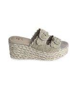 Cuña con hebilla Eriwen en color verde azulado