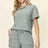 Double Take Full Size Texture Short Sleeve T-Shirt and Drawstring Shorts Set