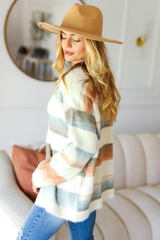 Button Down Stripe Soft Fuzzy Sweater Cardigan - Liarian Unlimited Boutique