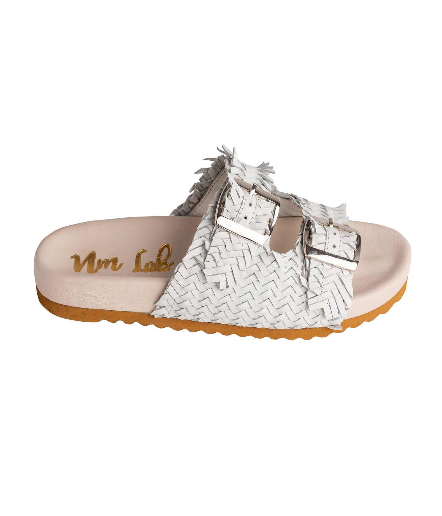 Intertwine Dual Woven Strap Slide in White - Liarian Unlimited Boutique