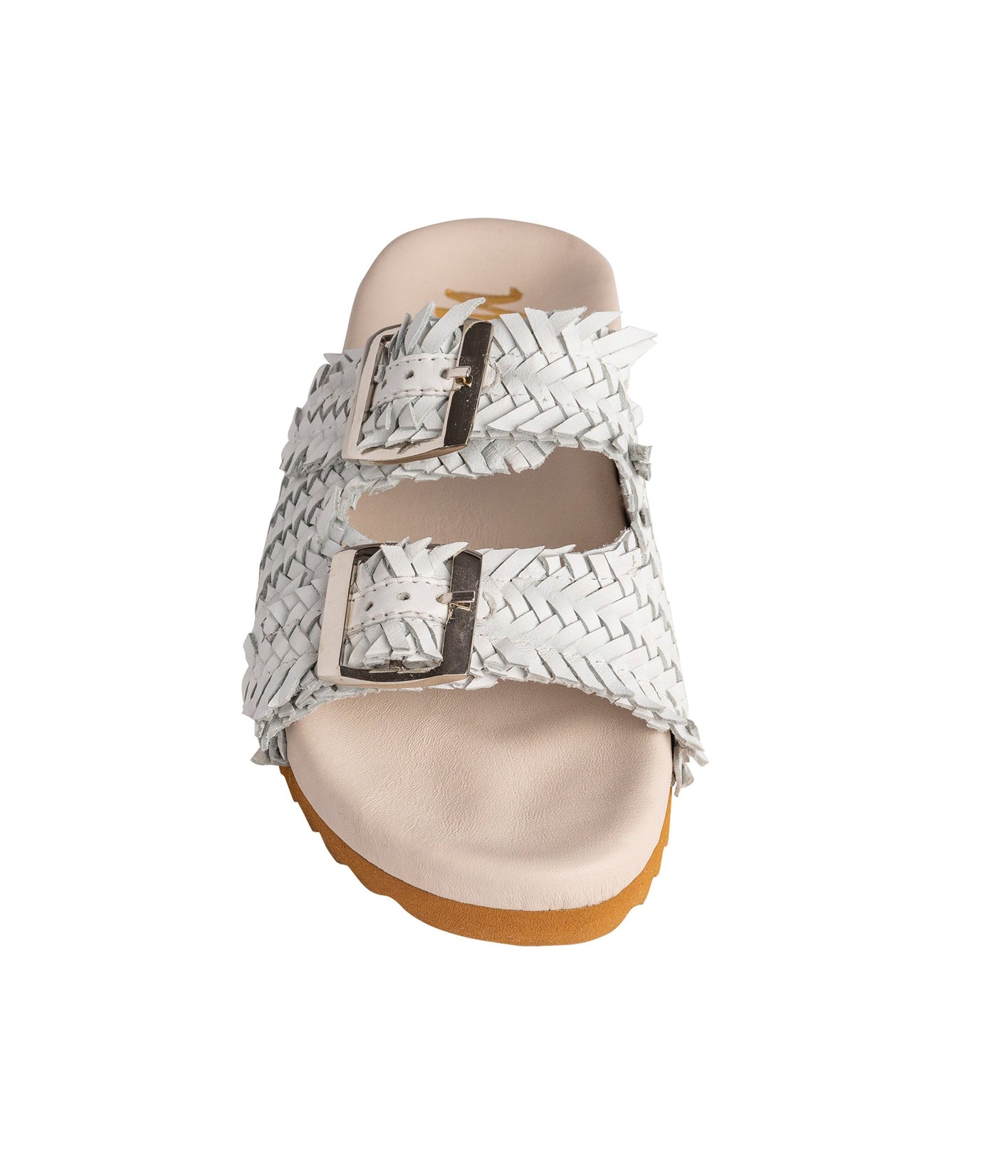 Intertwine Dual Woven Strap Slide in White - Liarian Unlimited Boutique