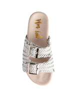 Intertwine Dual Woven Strap Slide in White - Liarian Unlimited Boutique