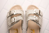 Intertwine Dual Woven Strap Slide in White - Liarian Unlimited Boutique