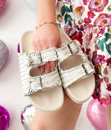 Intertwine Dual Woven Strap Slide in White - Liarian Unlimited Boutique