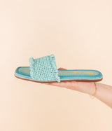 Juana Woven Sandals in Aqua Blue