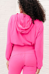 Sudadera con capucha Morning Run con media cremallera en rosa sónico