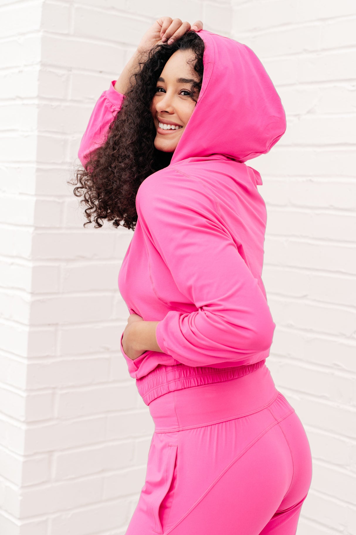 Morning Run Half Zip Hoodie in Sonic Pink - Liarian Unlimited Boutique