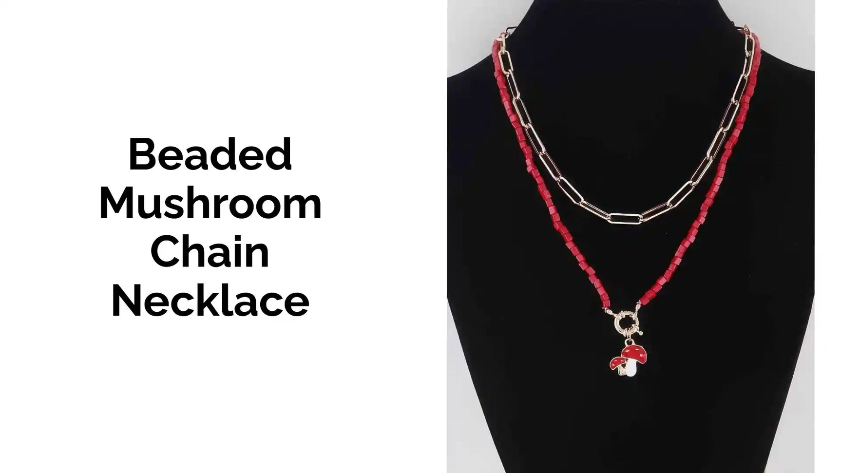 Beaded Mushroom Chain Necklace by@Outfy