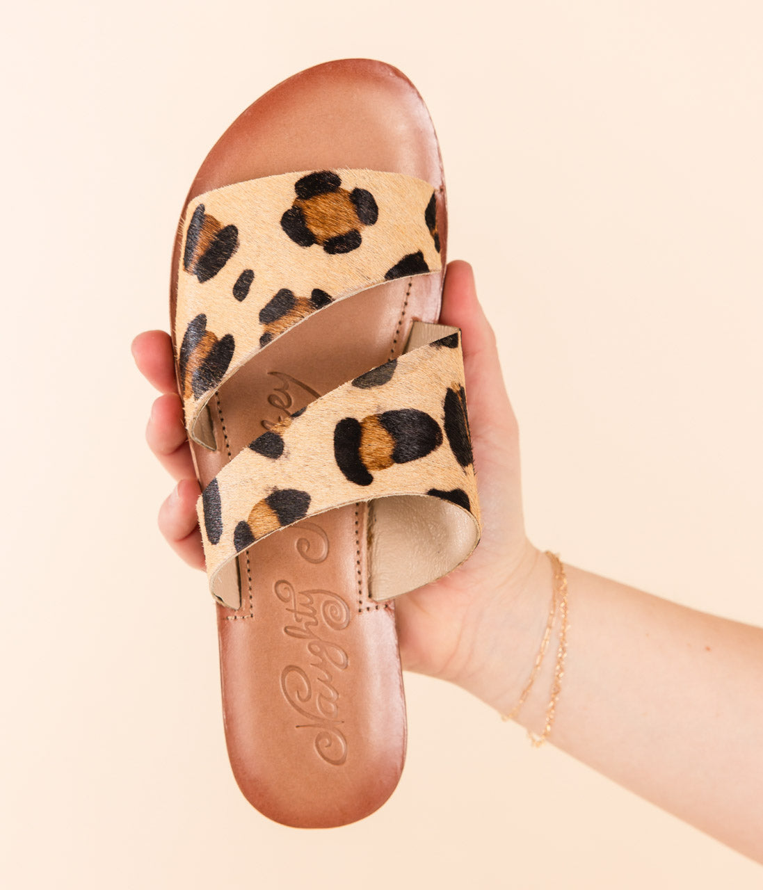 Sandalias de doble tira con diseño de leopardo