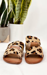 Sandalias de doble tira con diseño de leopardo